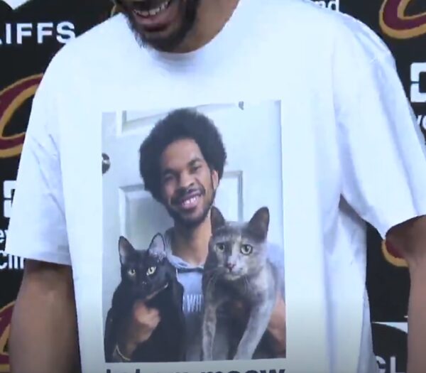 Jarrett Allen found a "Let Em Meow" t-shirt